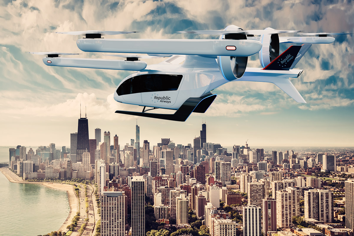 Eve и Republic Airways Holdings объявляют о партнерстве с заказом на 200 eVTOL