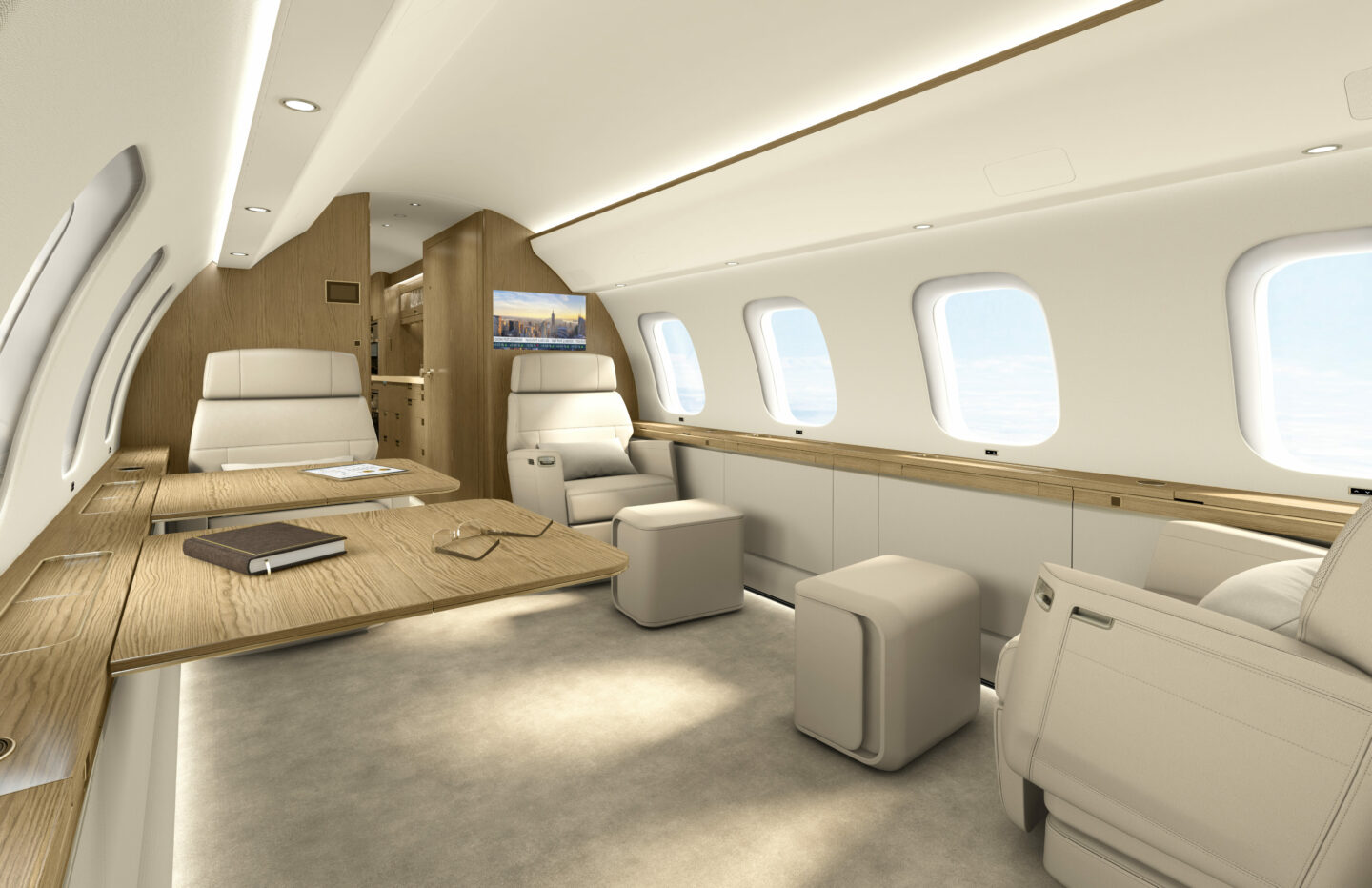 Bombardier представил новый трехзонный салон для Global 7500 и 8000