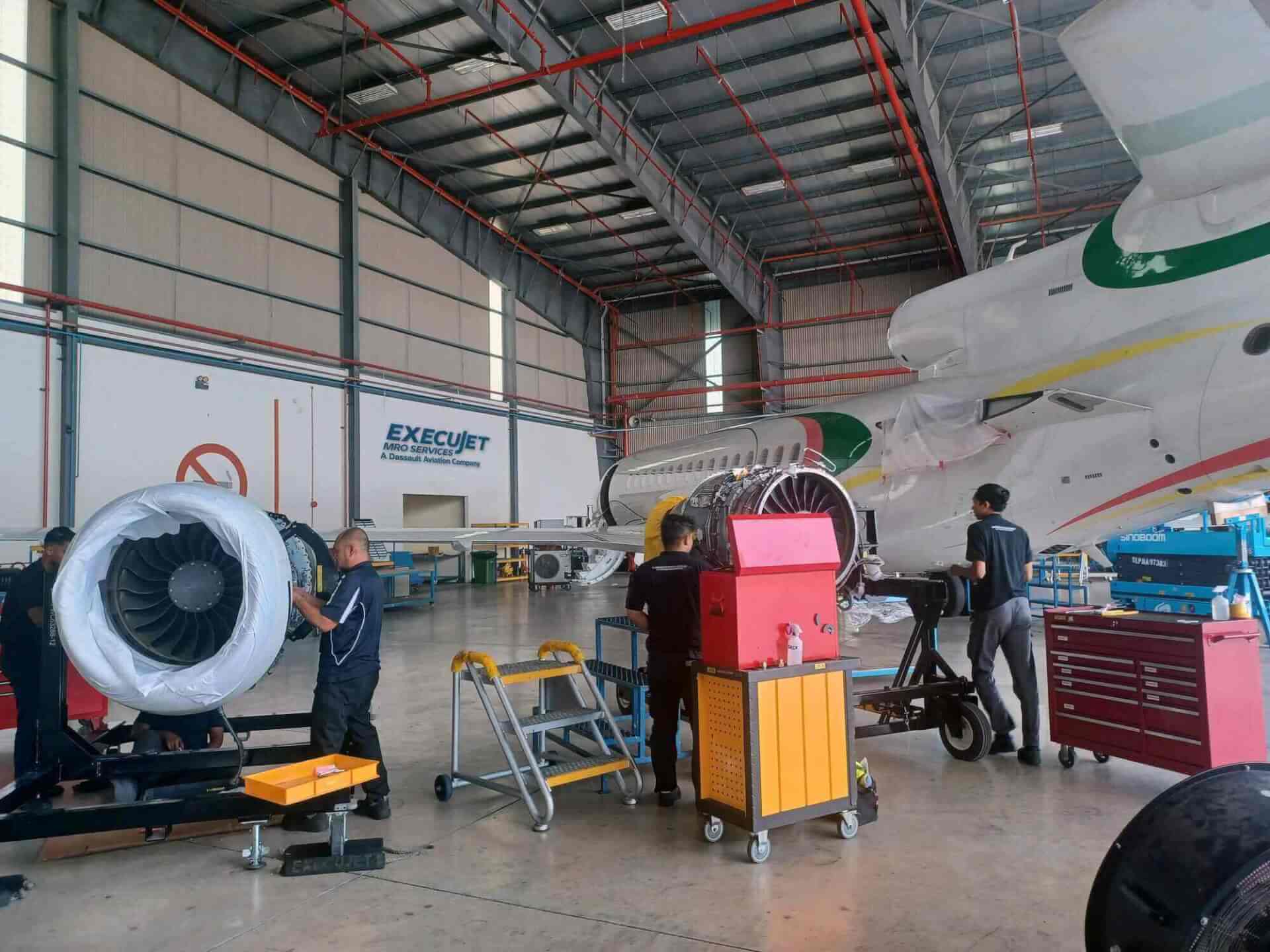 ExecuJet MRO Services Malaysia выполнила тяжелые проверки нескольких самолетов Falcon