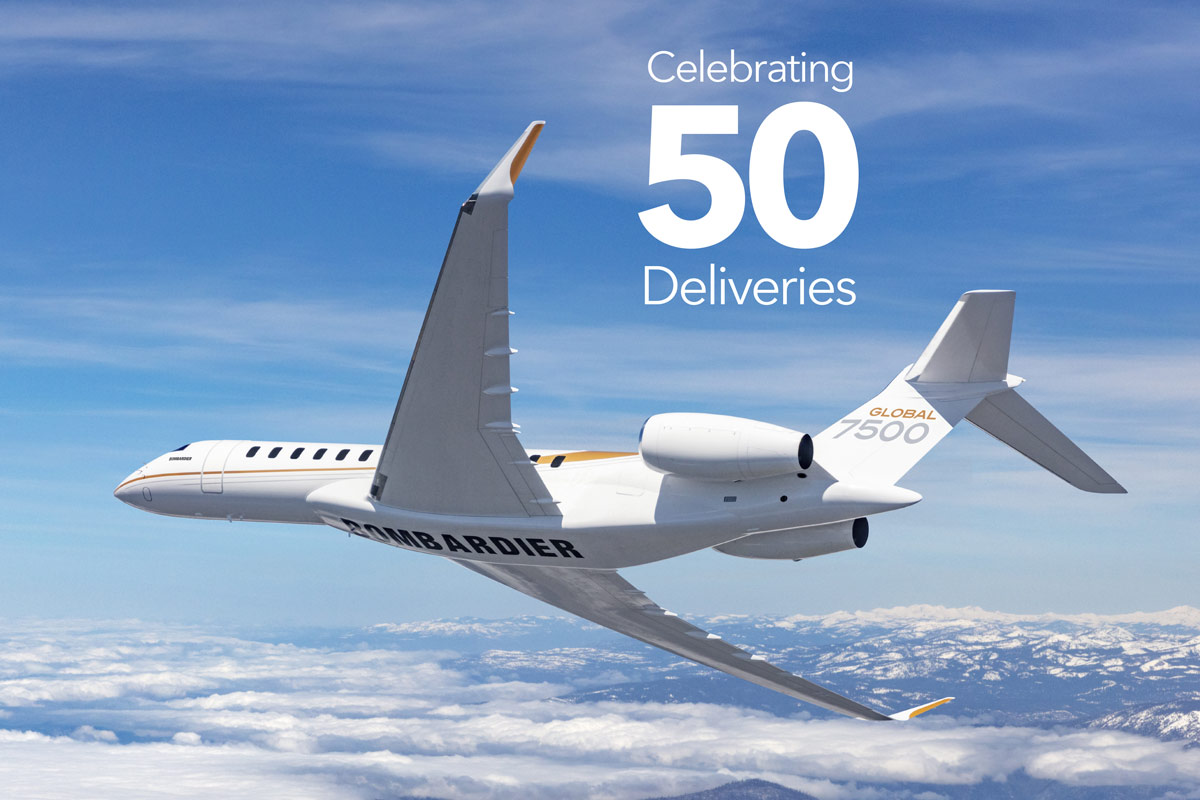 Bombardier поставил 50-й самолет Global 7500